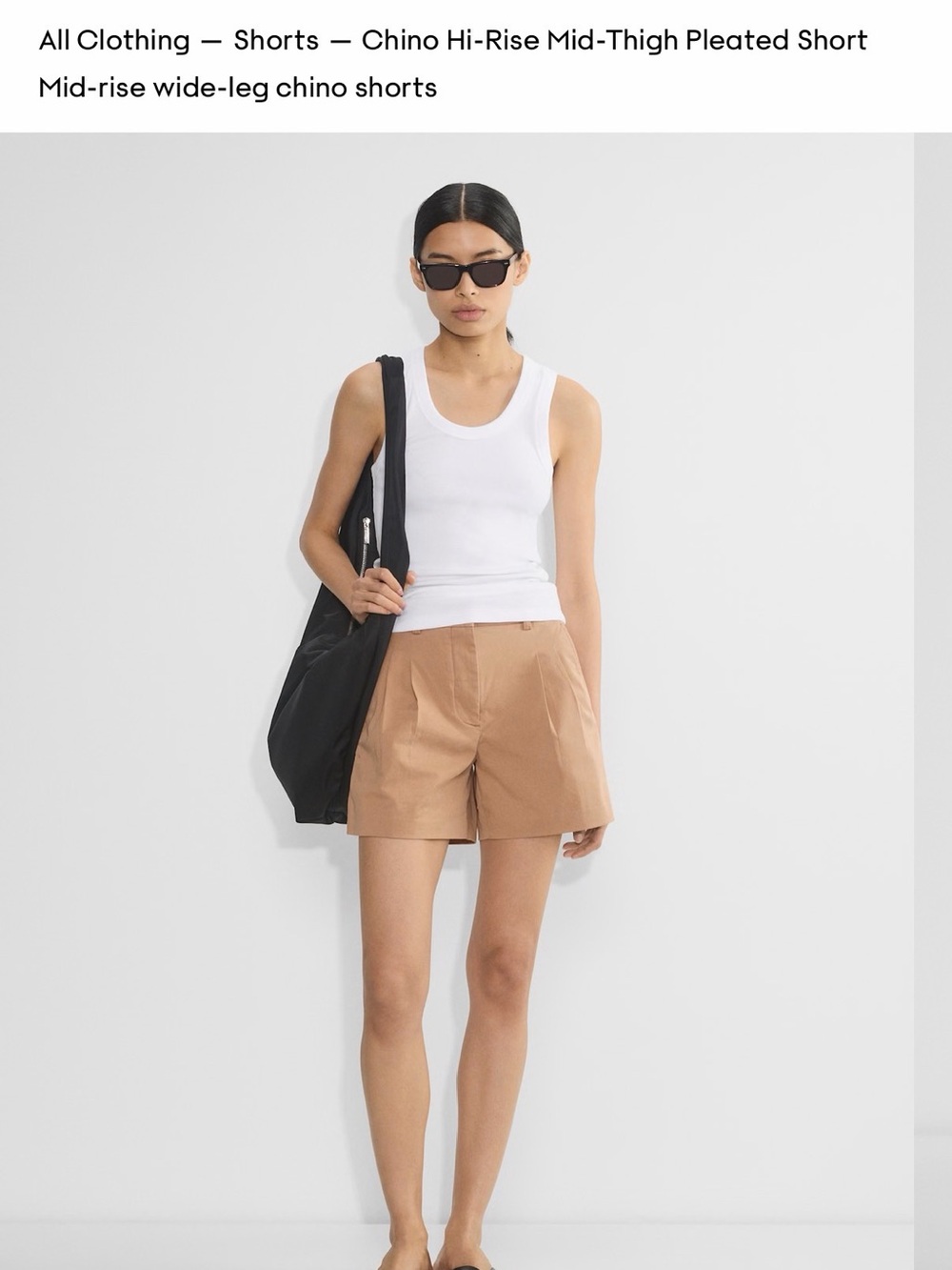 Aritzia High-Waist Pleated Chino Shorts in Tan